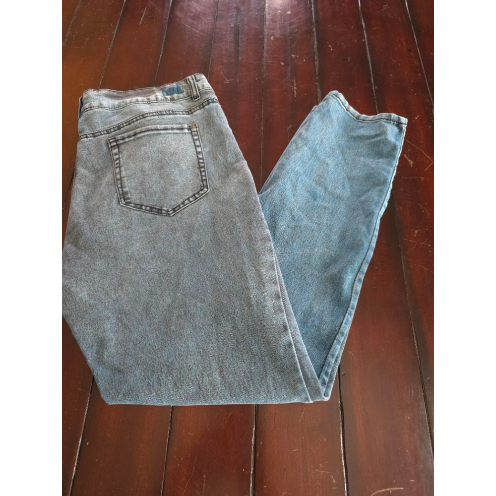 Women's Vintage Lei Plus Size Juniors 17 Teal Blue Acid Wash Stretch Jeggings - Picture 6 of 12